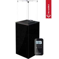 Kratki Patio Mini zwarte terrasverwarmer met afstandsbediening op transparante achtergrond