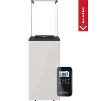 Kratki Patio Mini haard met glazen scherm en afstandsbediening op transparante achtergrond