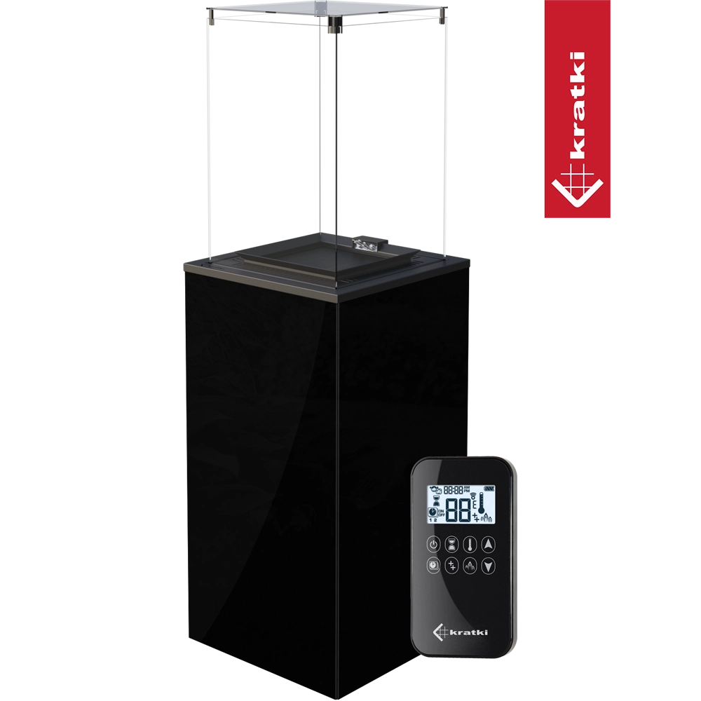 Kratki Patio Mini terrasverwarmer met glazen ombouw en afstandsbediening