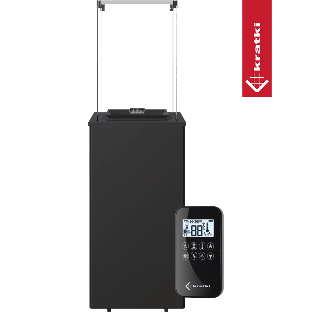 Kratki Patio Mini zwarte terrasverwarmer met afstandsbediening