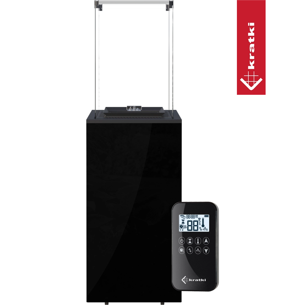 Zwarte Kratki Patio Mini met glazen scherm en afstandsbediening
