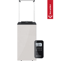 Kratki Patio Mini haard met glazen scherm en afstandsbediening op transparante achtergrond