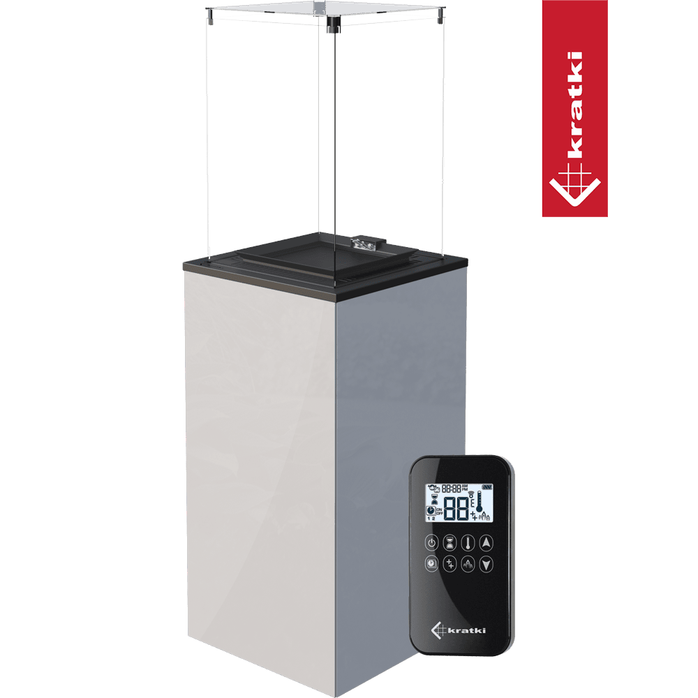 Kratki Patio Mini terrasverwarmer met glazen ombouw en afstandsbediening