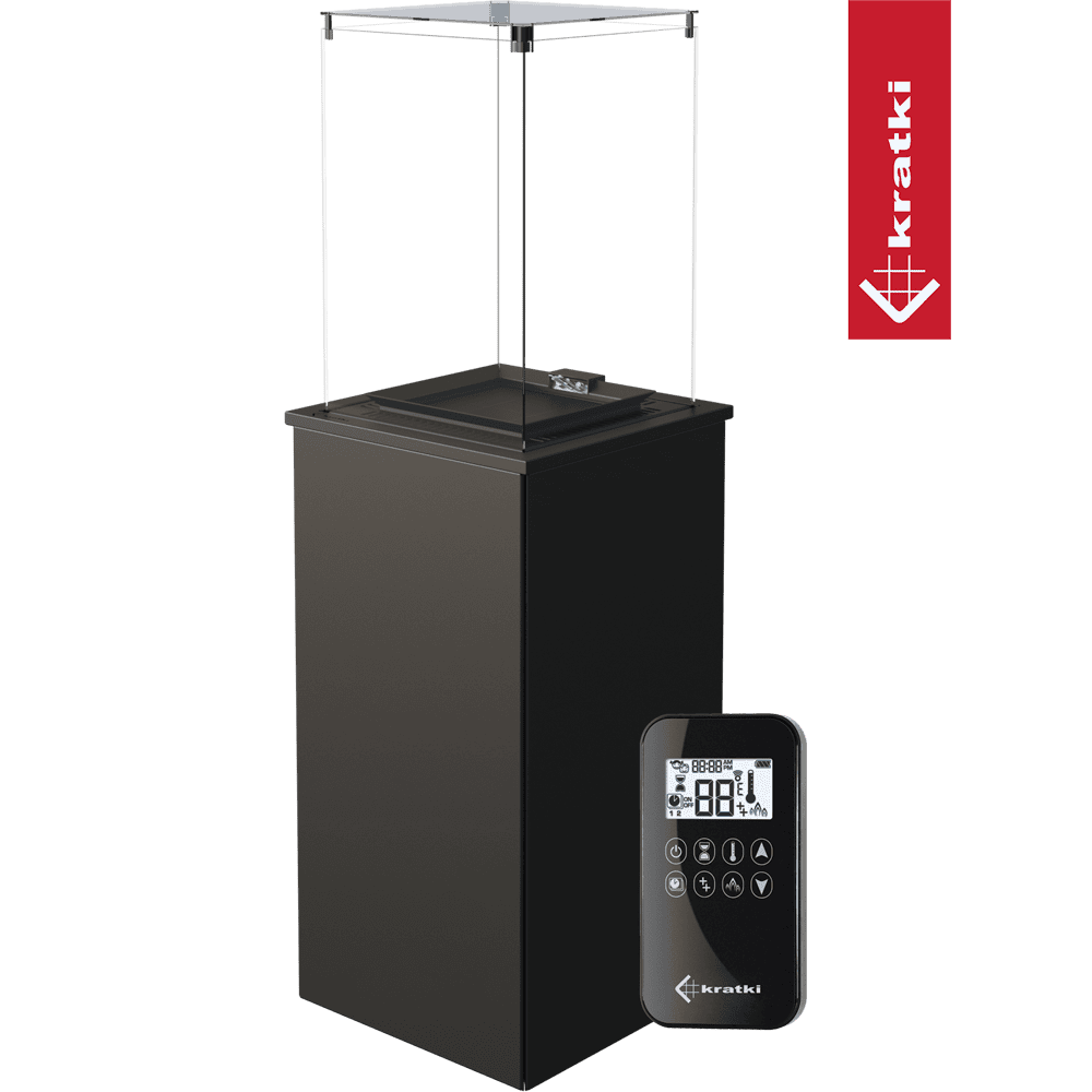 Kratki Patio Mini terrasverwarming met glazen ombouw en afstandsbediening