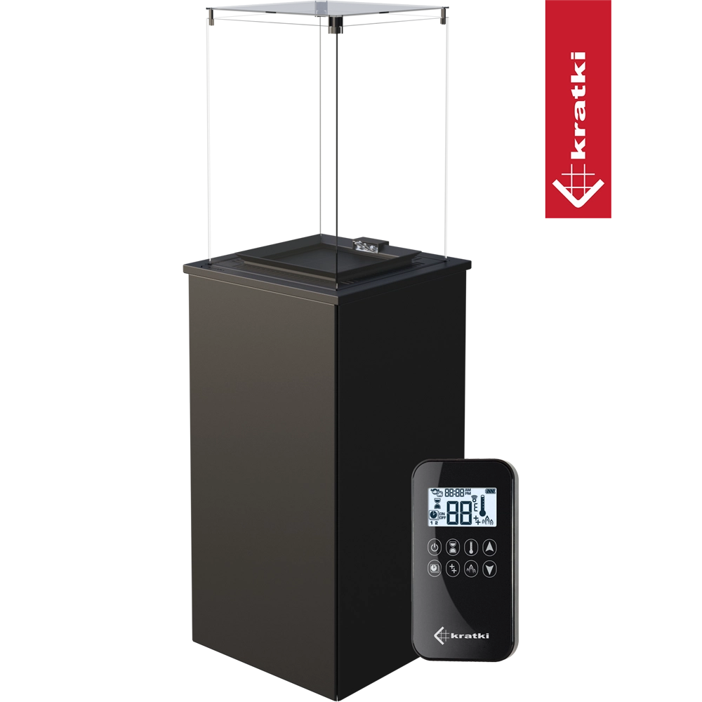 Kratki Patio Mini terrasverwarming met afstandsbediening op groene achtergrond