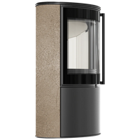 Kratki Bjorn pelletkachel met gebogen glas en beige steenbekleding
