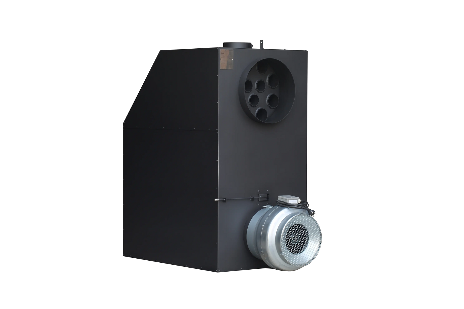 LS Kamna Turbo met zwarte metalen behuizing en zilveren ventilator