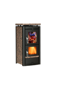 LS Kamna Pyro Magic kachel met twee vuurvensters en granietlook bekleding