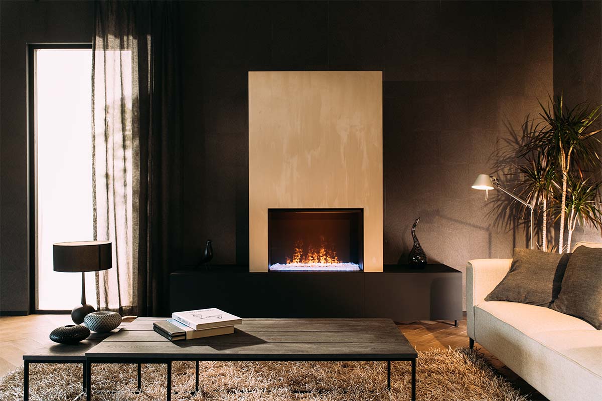 Faber e-MatriX Mood 800/500 I Front ingebouwd in moderne woonkamer