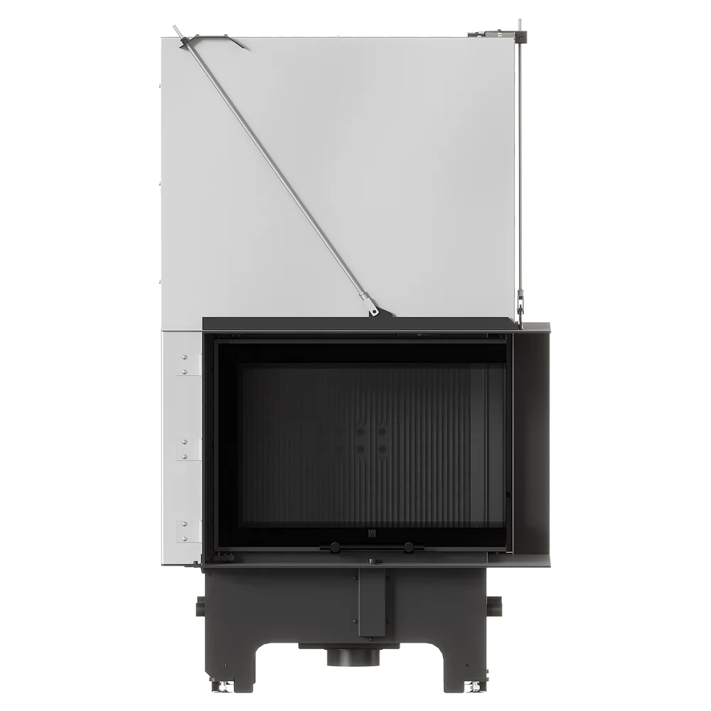 Balstil Milano 700/480 inbouwhaard met geopende deur op witte achtergrond