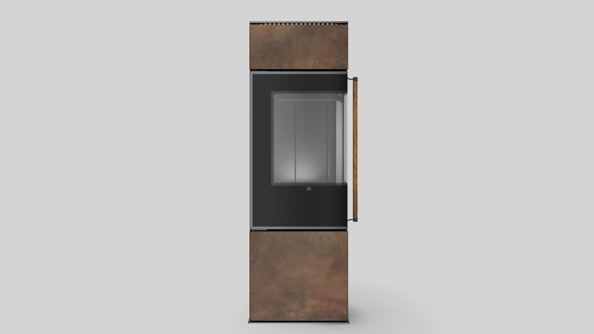 Balstil Modena S E/A zwarte haard met glazen deur en bronzen bekleding