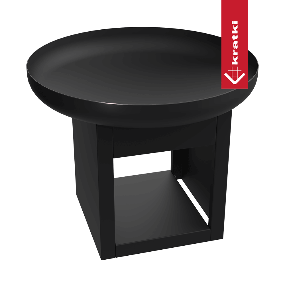 Kratki Crater 600 zwarte haardtafel met ronde schaal