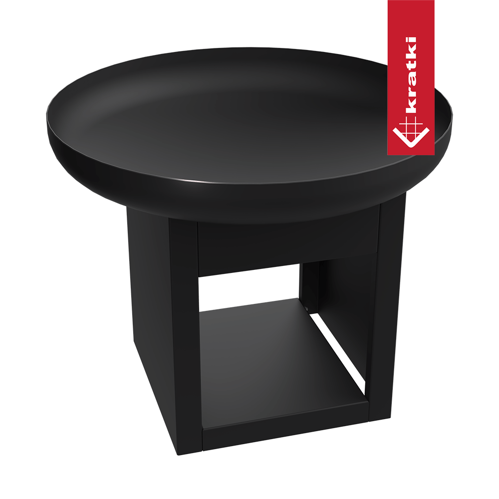 Kratki Crater 600 vuurtafel met ronde zwarte schaal