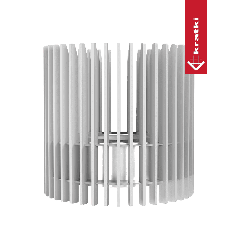Kratki Ribo witte cilindervormige kachel met verticale lamellen