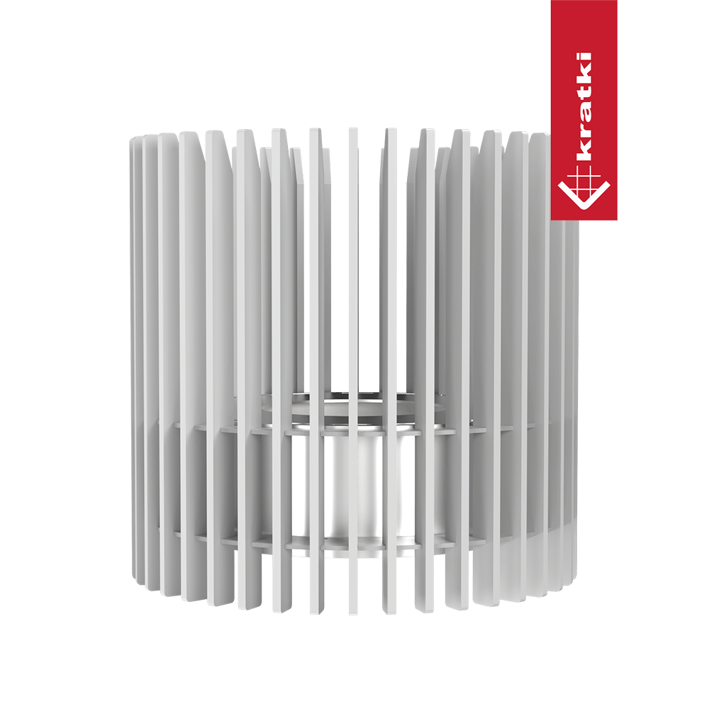 Kratki Ribo witte ronde houtkachel met verticale lamellen