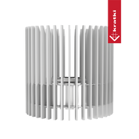 Kratki Ribo witte ronde houtkachel met verticale lamellen