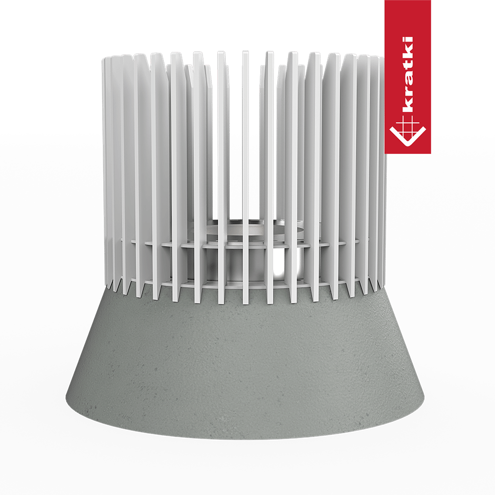 Kratki Ribo witte ronde kachel met verticale lamellen