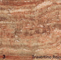 Schouw Amarillo Travertino Rojo, travertijntextuur in roodbruine tinten