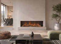 Dimplex Triton 1000 Optimyst haard met realistische vlammen in een moderne woonkamer