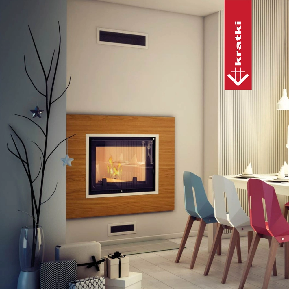 Kratki Amelia CV in moderne woonkamer met ingebouwde haard en brandend vuur