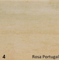 Rosa Portugal afwerking van Schouw Amarillo, beige marmertextuur