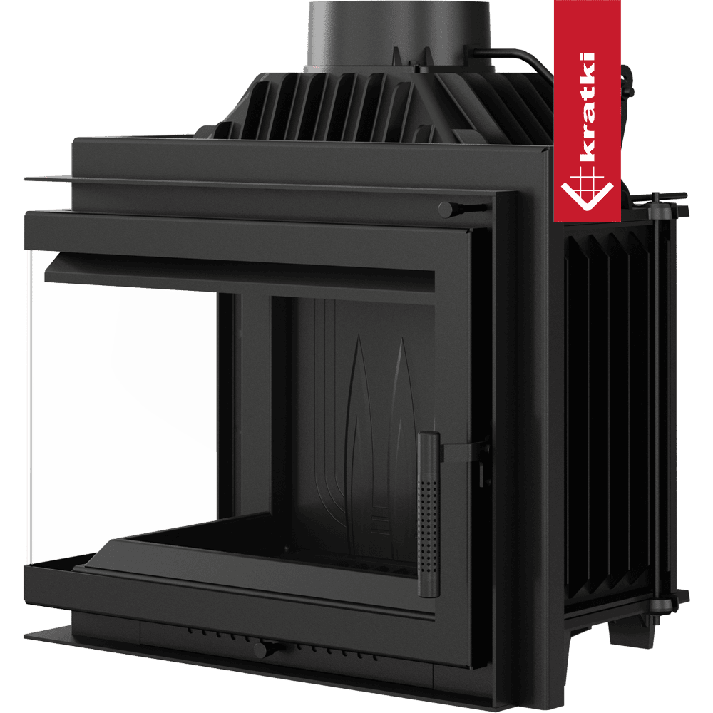 Kratki Simple M inbouwhaard met zwart frame en glazen deur