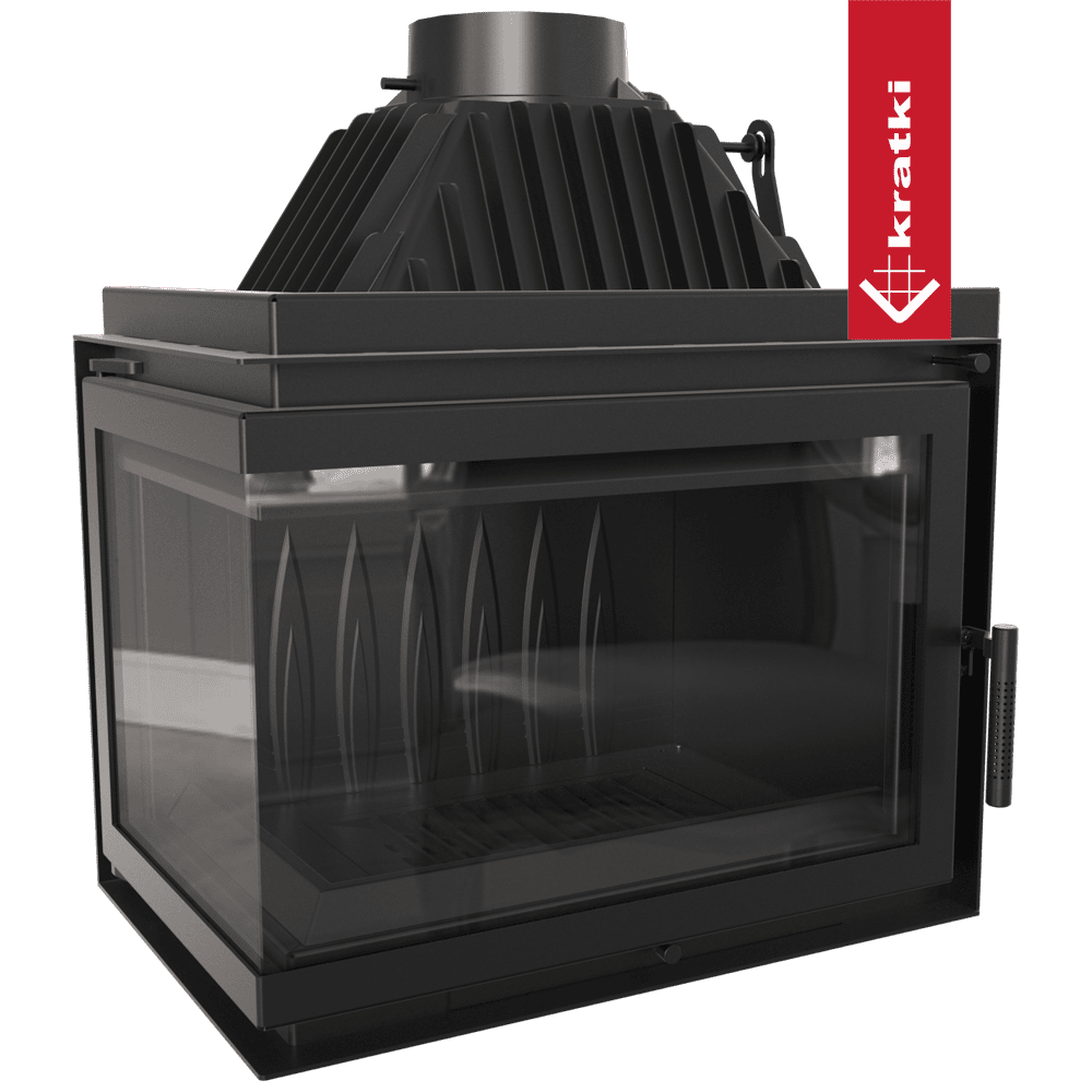 Kratki Simple Z inbouwhaard met glazen deur en zwarte behuizing