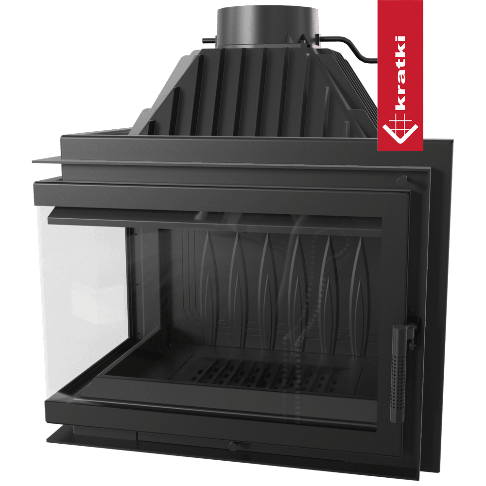 Kratki Simple Z inbouwhaard met glazen deur en zwarte afwerking