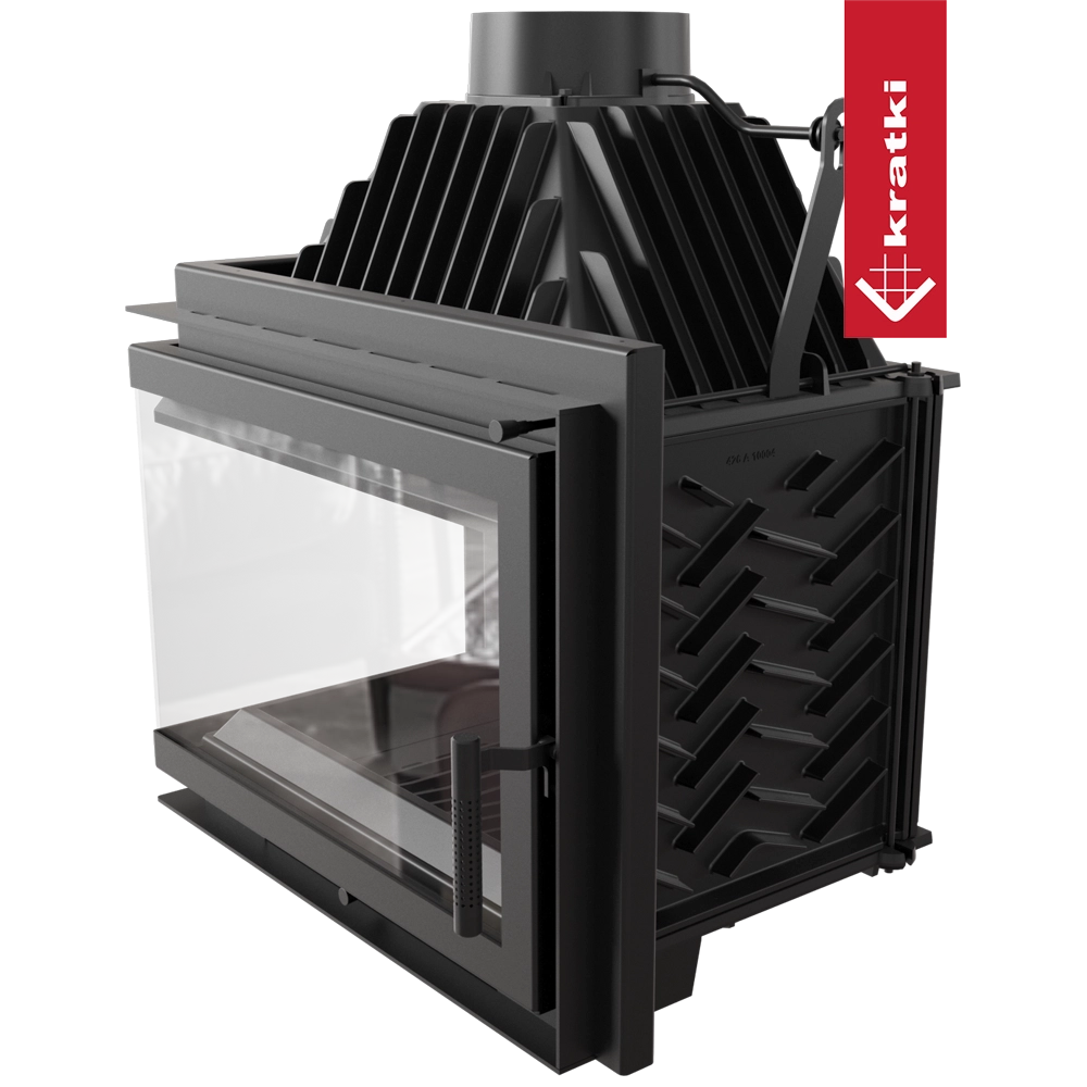 Kratki Simple Z inbouwhaard met glazen deur en zwart stalen корпус