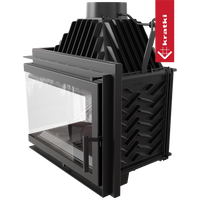 Kratki Simple Z inbouwhaard met glazen deur en zwart stalen корпус