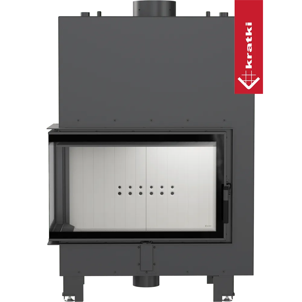 Kratki MBO CV Links, moderne inbouwhaard met zwart frame en witte binnenkant.