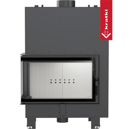 Kratki MBO CV Links, moderne inbouwhaard met zwart frame en witte binnenkant.