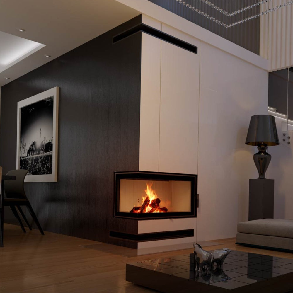 Kratki MBO CV haard in moderne woonkamer met brandend vuur