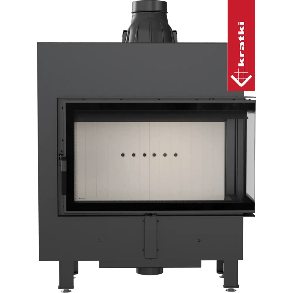 Kratki Lucy 14 kW Slim Rechts, moderne inbouwhaard met glazen deur en strak design.