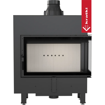 Kratki Lucy 14 kW Slim Rechts, moderne inbouwhaard met glazen deur en strak design.