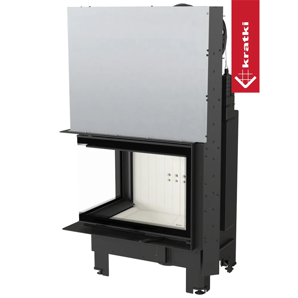 Kratki MBZ Links inbouwhaard met glazen hoek aan de linkerzijde en metalen frame.