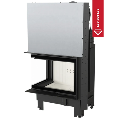 Kratki MBZ Links inbouwhaard met glazen hoek aan de linkerzijde en metalen frame.