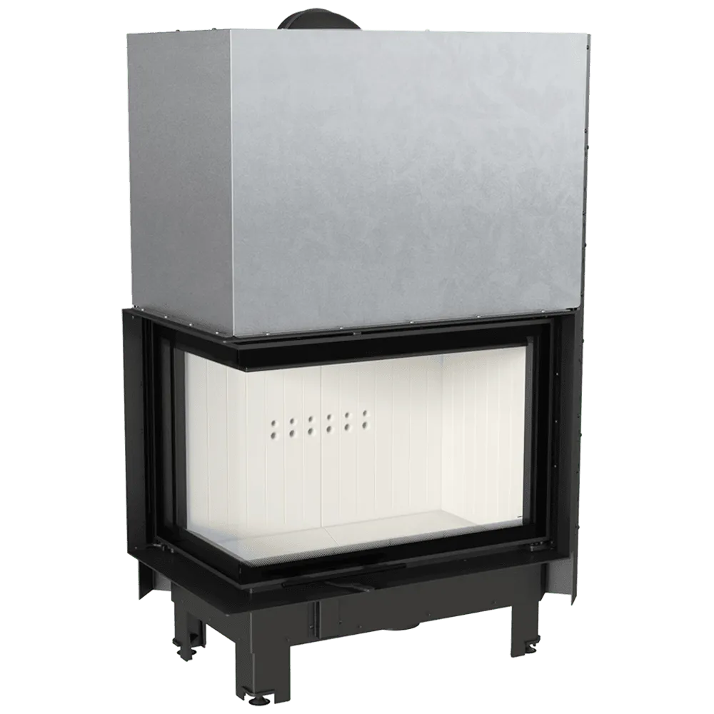 Kratki MBA Links inbouwhaard met glazen deur en metalen behuizing, modern en strak ontwerp.