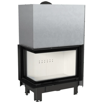Kratki MBA Links inbouwhaard met glazen deur en metalen behuizing, modern en strak ontwerp.