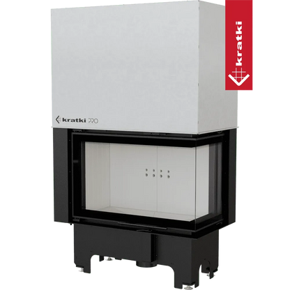 Kratki VNP 810/410 inbouwhaard met glazen deur en zwart metalen frame.