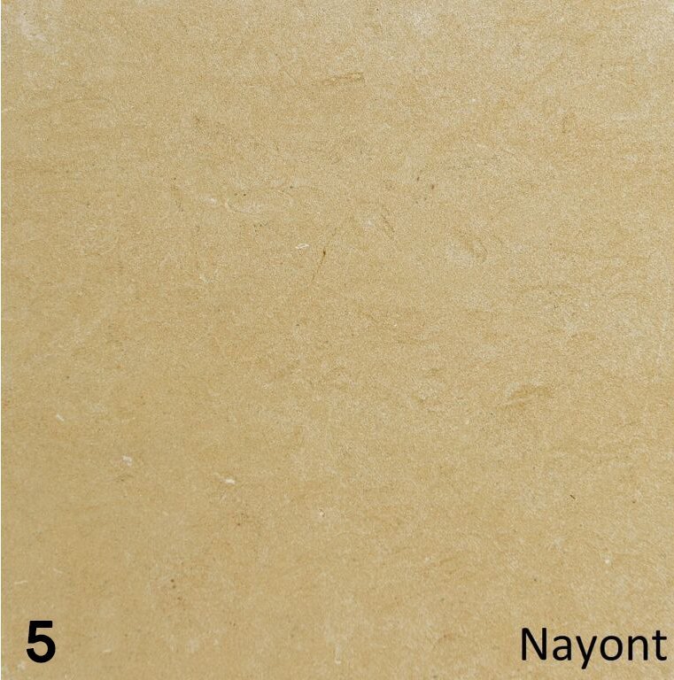 Beige tegel met subtiele textuur, Schouw Amarillo, met nummer 5 en merknaam Nayont.