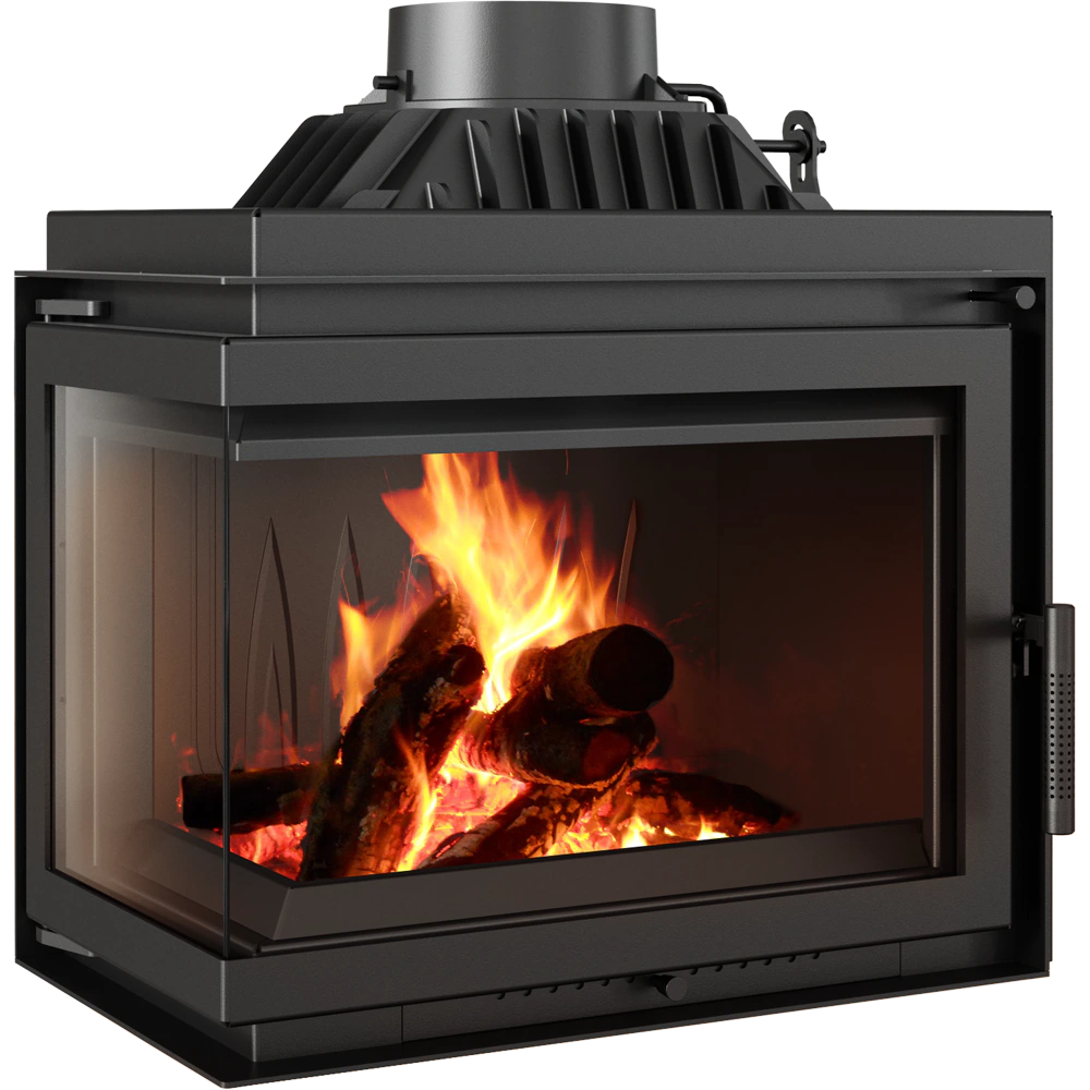 Kratki Simple M inbouwhaard met brandend hout