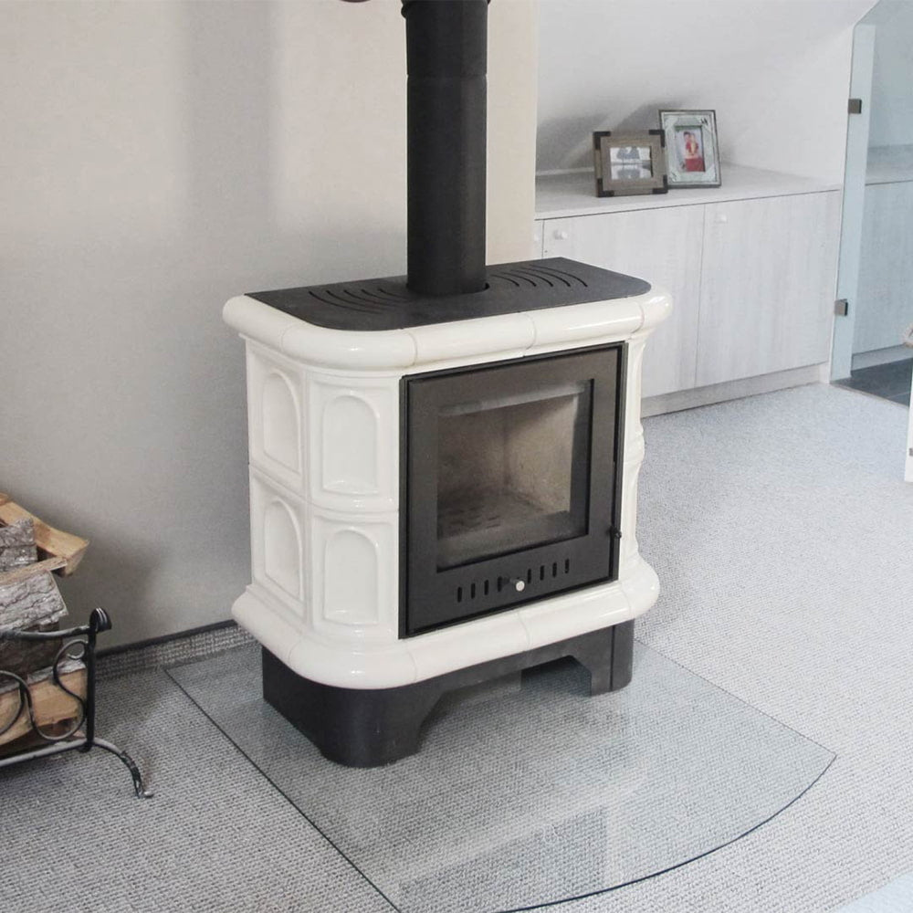 Kratki WK440 houtkachel in witte omkasting met zwart rookkanaal