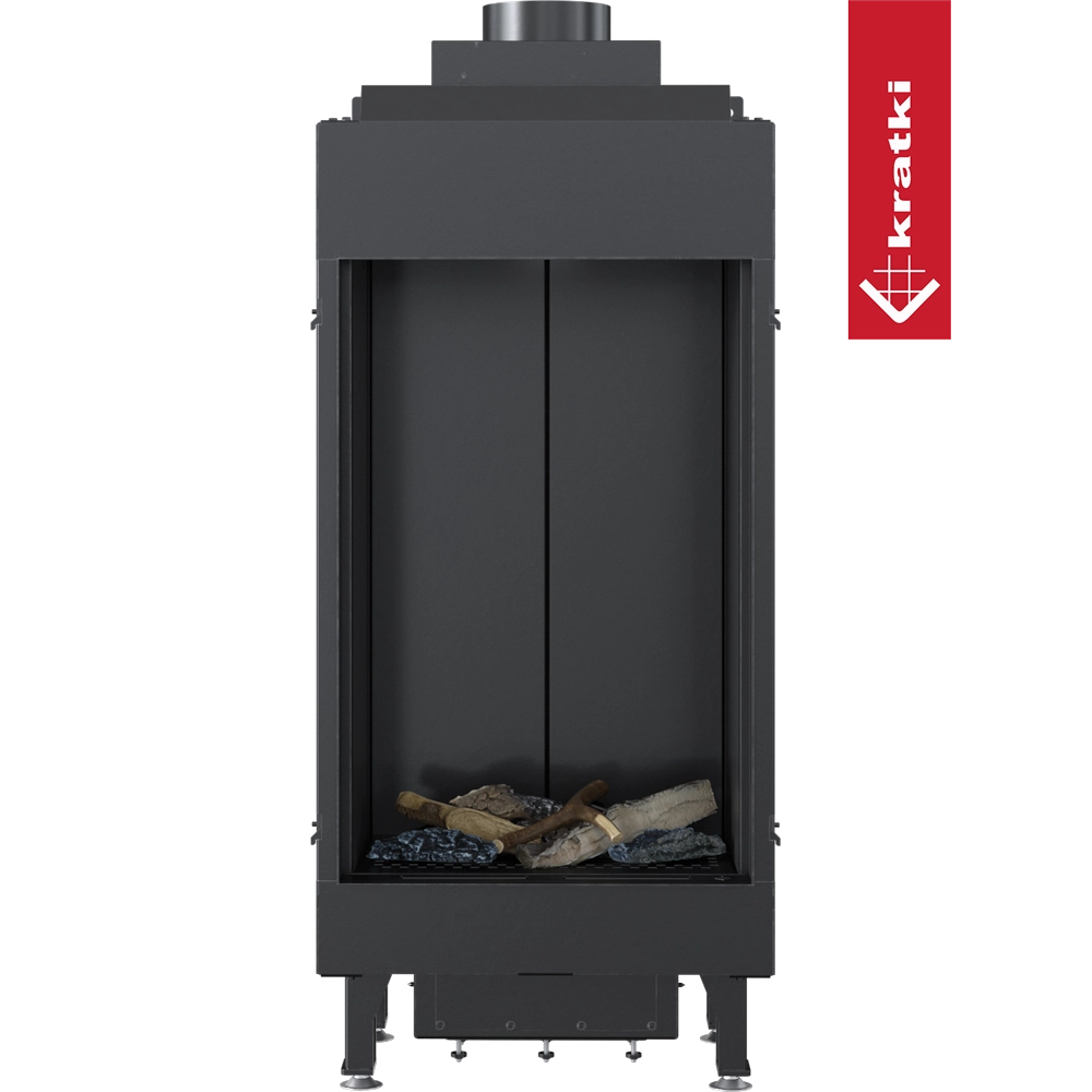 Kratki Leo 45/68 inbouwhaard met zwarte omlijsting en decoratief hout