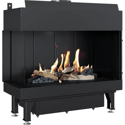 Kratki Leo 70 Links haard met realistisch vlammenspel en moderne, strakke afwerking.