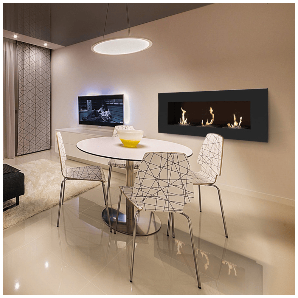 Kratki Delta3 TÜV wandhaard met vlammen in moderne eetkamer