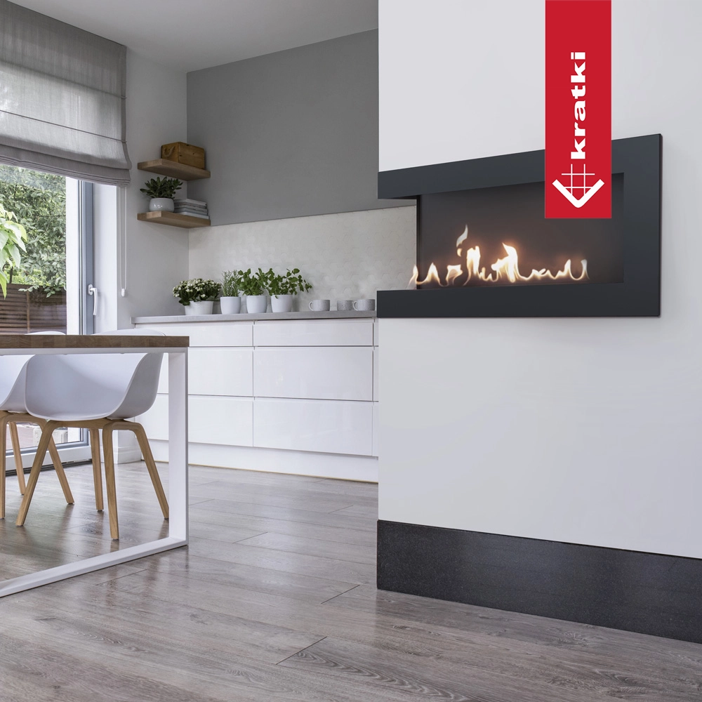 Kratki Delta TÜV in een moderne keuken met brandende vlammen