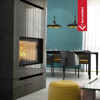 Kratki Nadia haard in moderne woonkamer met eettafel