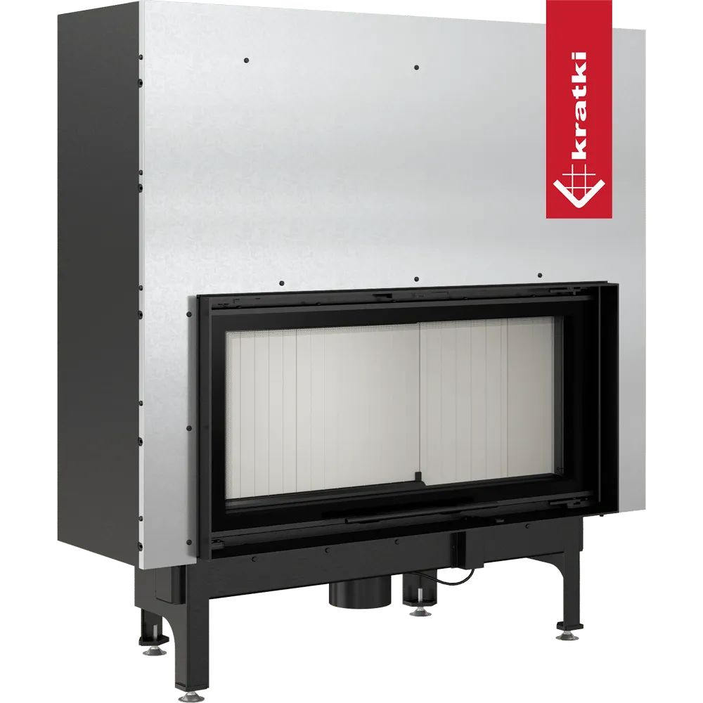 Kratki Nadia 14 kW inbouwhaard met modern ontwerp en zwart frame.
