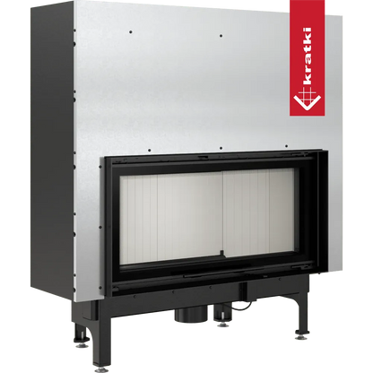 Kratki Nadia 14 kW inbouwhaard met modern ontwerp en zwart frame.